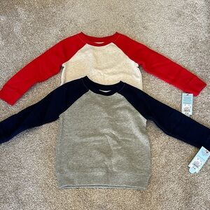 Target Cat and Jack Kids Raglan Sleeve Sweatshirts - Red/Cream and Navy/Gray